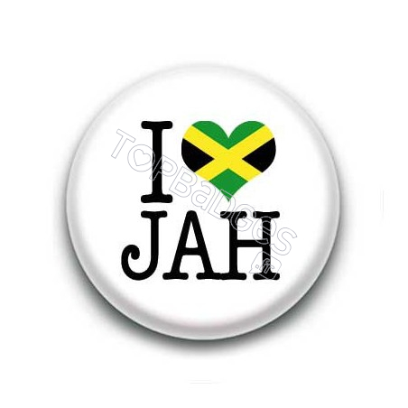 Badge I Love JAH Sur Fond Blanc