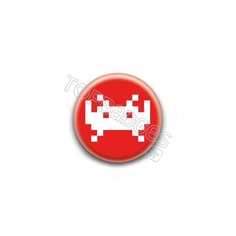 Badge Invader Pixel Rouge