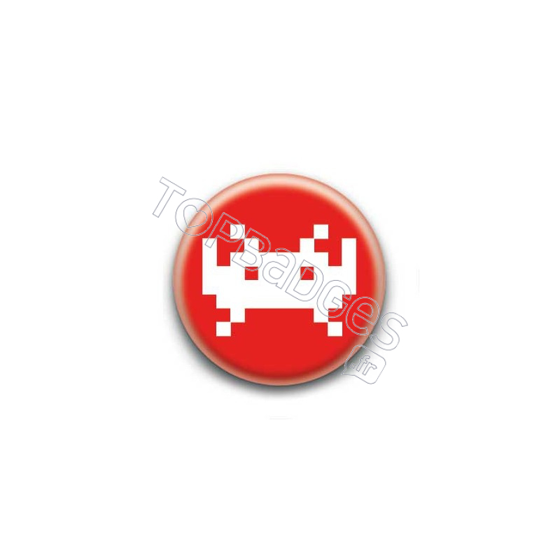 Badge Invader Pixel Rouge