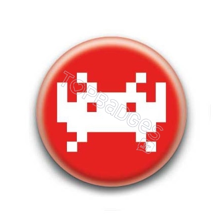 Badge Invader Pixel Rouge