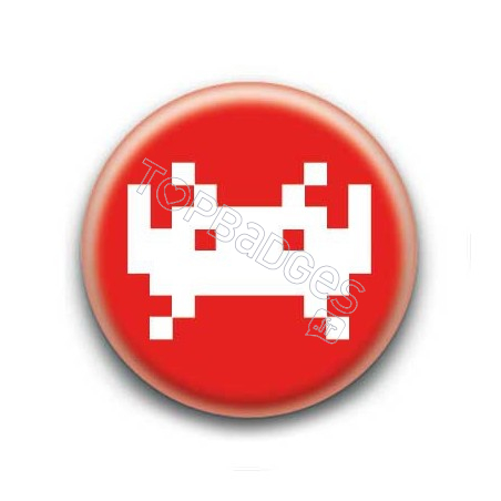 Badge Invader Pixel Rouge