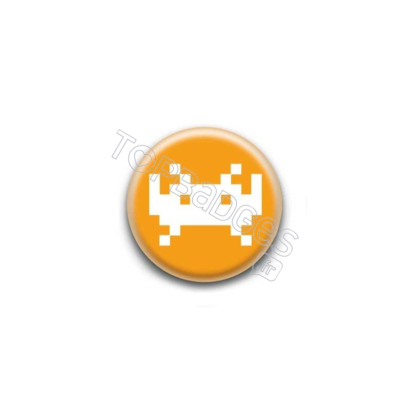 Badge Invader Pixel Orange