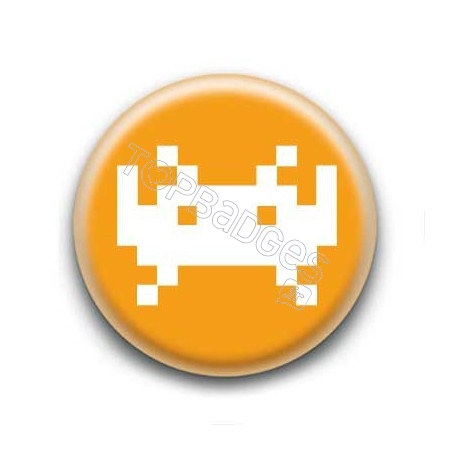 Badge Invader Pixel Orange