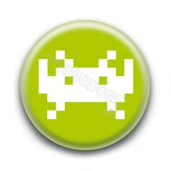 Badge Invader Pixel Vert Anis