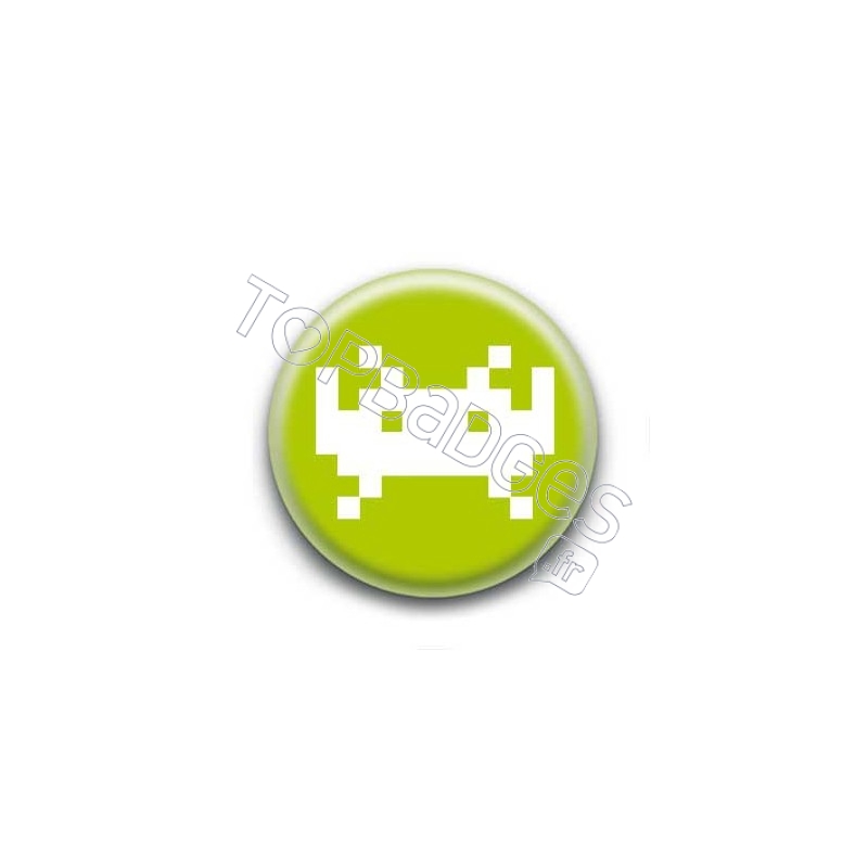 Badge Invader Pixel Vert Anis