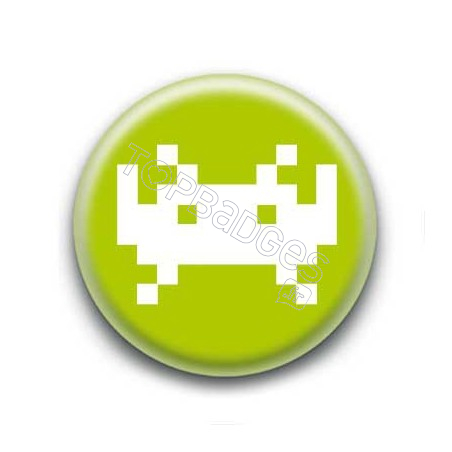 Badge Invader Pixel Vert Anis