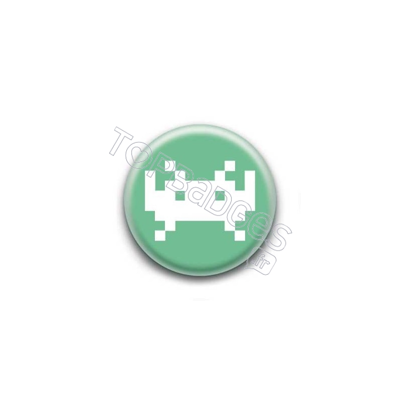Badge Invader Pixel Vert Bleuté