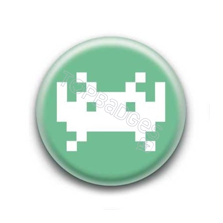 Badge Invader Pixel Vert Bleuté