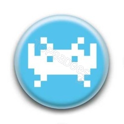 Badge Invader Pixel Turquoise
