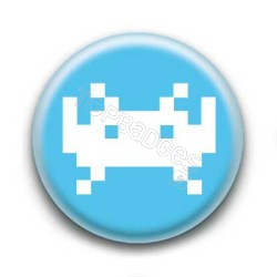 Badge Invader Pixel Turquoise