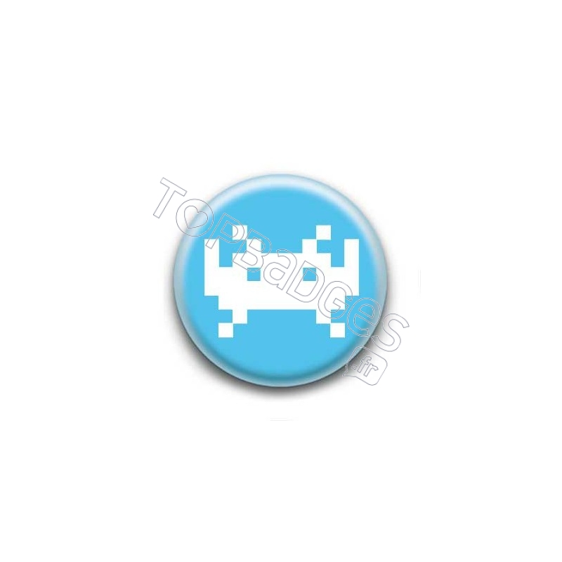 Badge Invader Pixel Turquoise