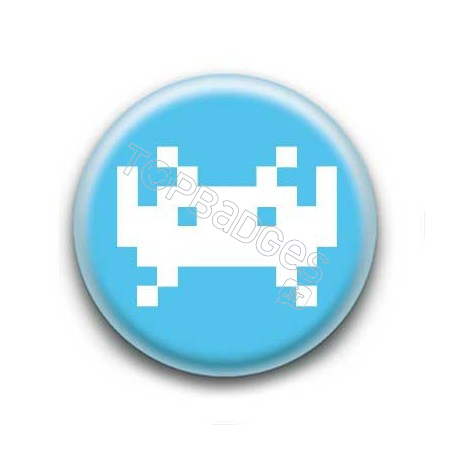 Badge Invader Pixel Turquoise