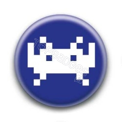 Badge Invader Pixel Bleu Marine