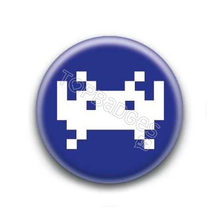 Badge Invader Pixel Bleu Marine