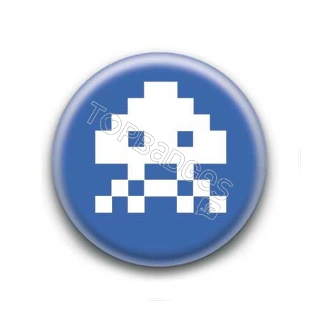 Badge Alien Pixel Bleu