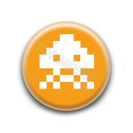 Badge Alien Pixel Orange