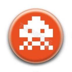 Badge Alien Pixel Orange Foncé