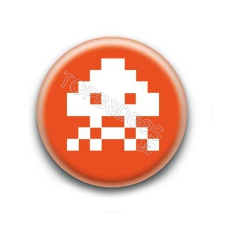 Badge Alien Pixel Orange Foncé