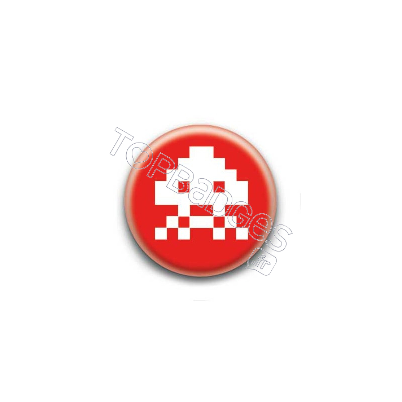 Badge Alien Pixel Rouge