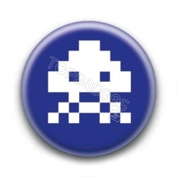 Badge Alien Pixel Bleu Marine