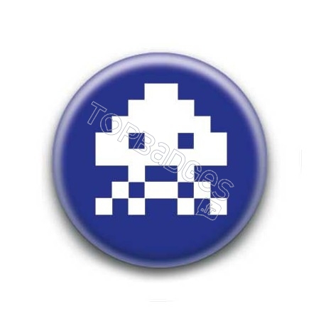 Badge Alien Pixel Bleu Marine