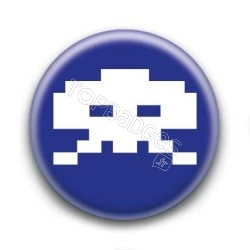 Badge Crâne Pixel Bleu Marine