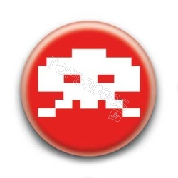 Badge Crâne Pixel Rouge