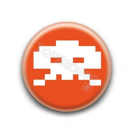 Badge Crâne Pixel Orange Foncé