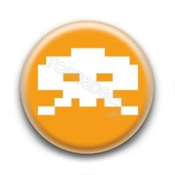 Badge Crâne Pixel Orange