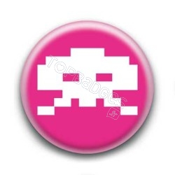 Badge Crâne Pixel Rose