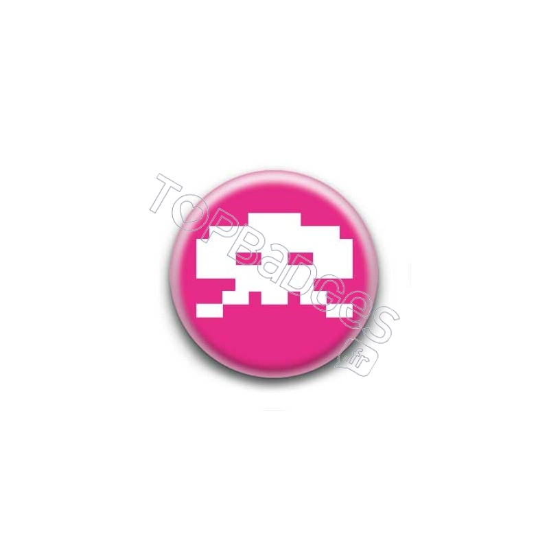 Badge Crâne Pixel Rose