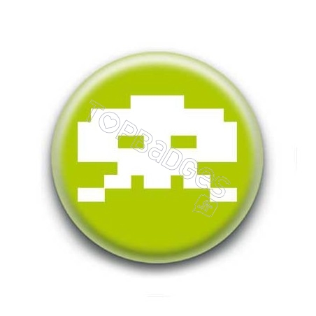 Badge Crâne Pixel Vert Anis