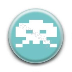 Badge Crâne Pixel Bleu Clair