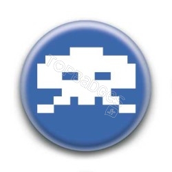 Badge Crâne Pixel Bleu