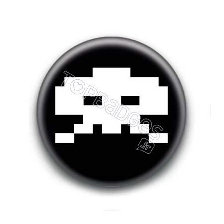Badge Crâne Pixel Noir