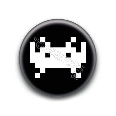 Badge Invader Pixel Noir 2