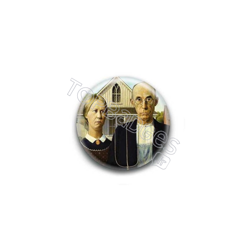 Badge : American Gothic, Grant Wood