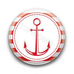 Badge ancre marine rouge