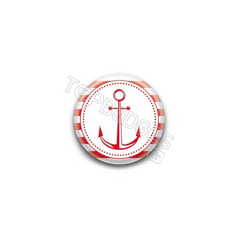 Badge ancre marine rouge