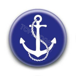 Badge ancre marine blanche sur fond bleu