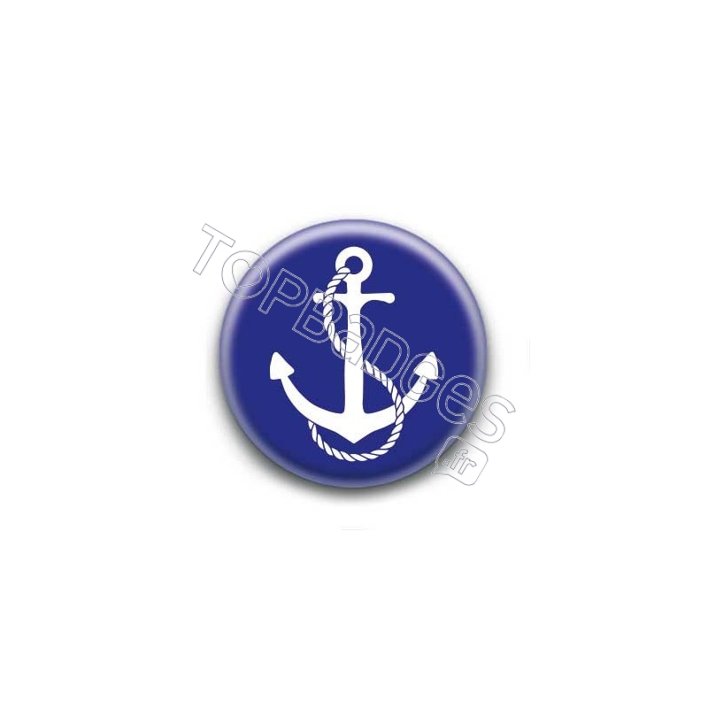 Badge ancre marine blanche sur fond bleu