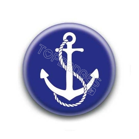 Badge ancre marine blanche sur fond bleu