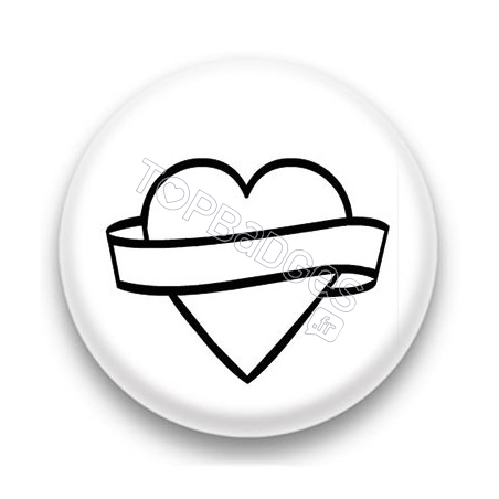 Badge Coeur Tatoo Blanc