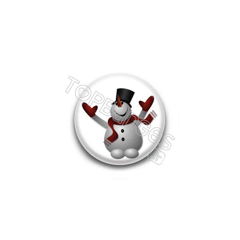 Badge Bonhomme de Neige Chapeau