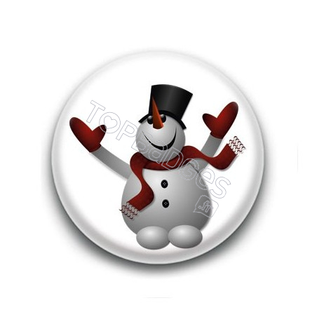 Badge Bonhomme de Neige Chapeau