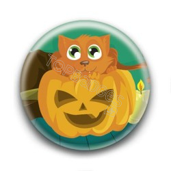 Badge : Citrouille et chat