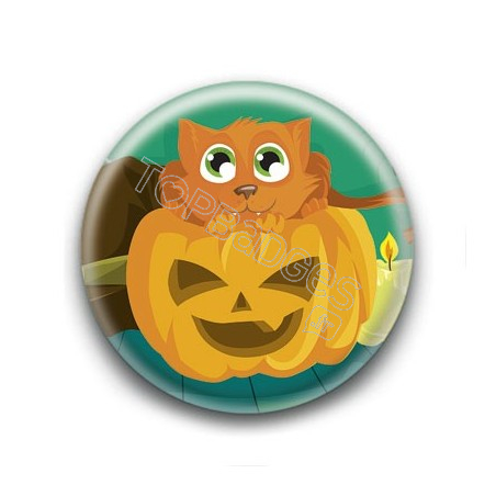 Badge : Citrouille et chat