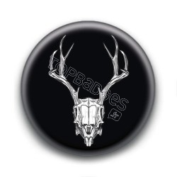 Badge Crâne de Cerf Fond Noir