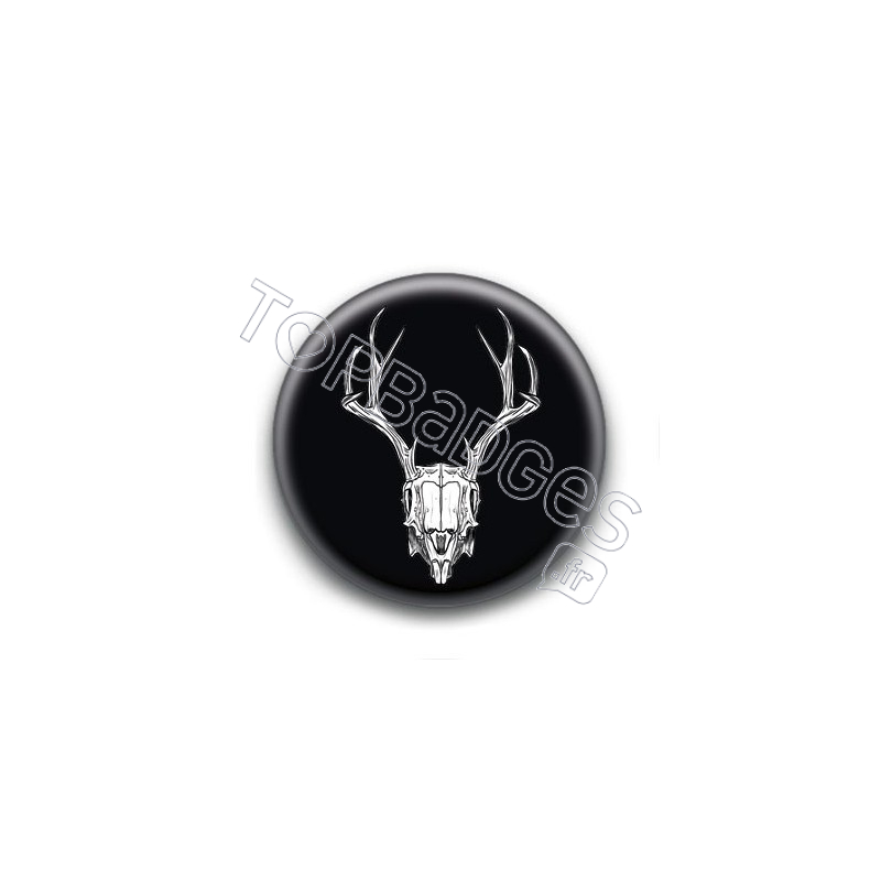 Badge Crâne de Cerf Fond Noir