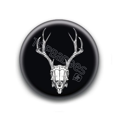 Badge Crâne de Cerf Fond Noir